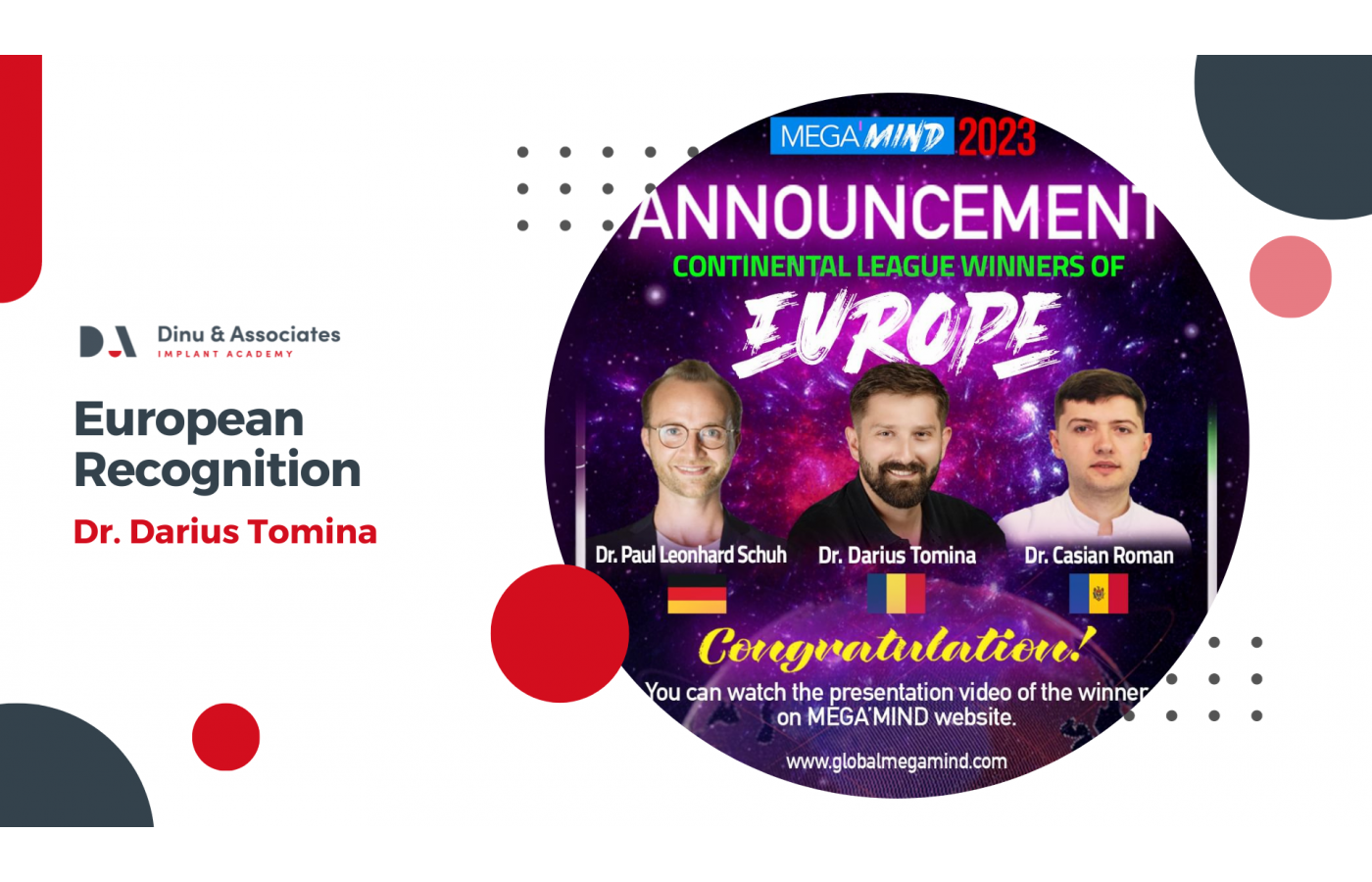 Scientific Recognition for Dr. Darius Tomina at MegaMind Competition 2023