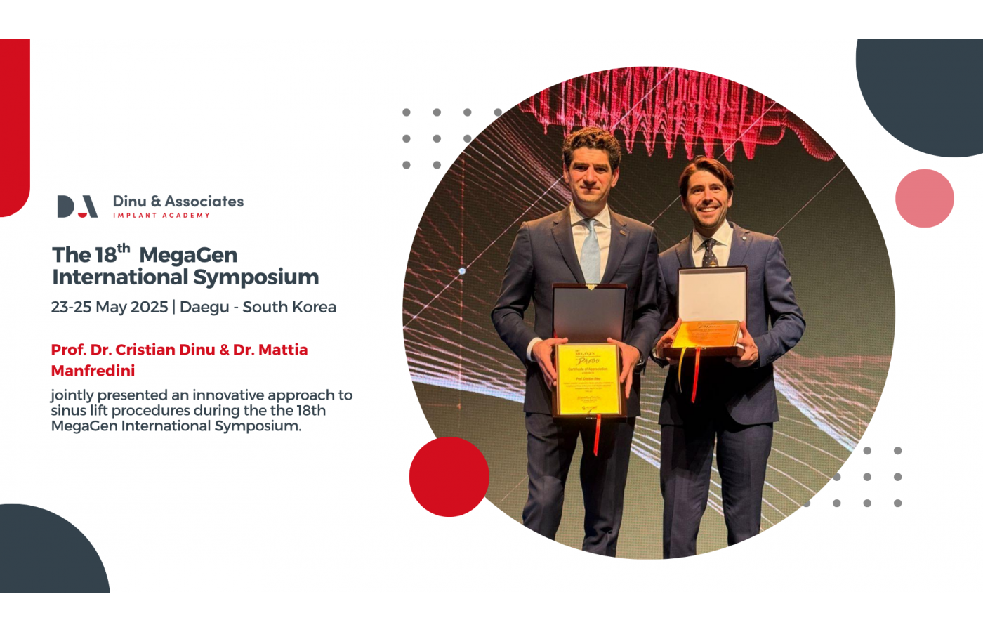 Prof. Dr. Cristian Dinu & Dr. Mattia Manfredini at the 18th MegaGen International Symposium in South Korea